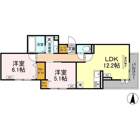 HILLS大泉学園(2LDK/1階)の間取り写真