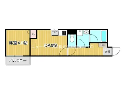 エスエイピーティ門真城垣(1DK/1階)の間取り写真