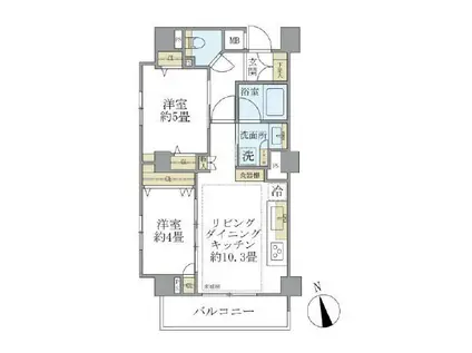 ディアスタ早稲田通(2LDK/5階)の間取り写真