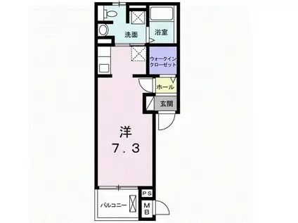 ガーデン・ヴィラII(ワンルーム/3階)の間取り写真