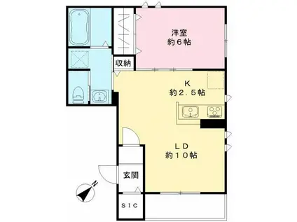 ドミールエバラ(1LDK/1階)の間取り写真