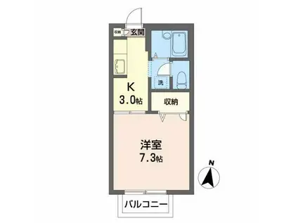 ジュネス柏木(1K/2階)の間取り写真