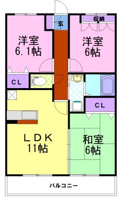 ハイツ・アムール(3LDK/1階)の間取り写真