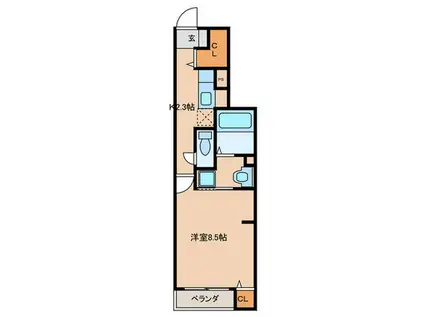 名鉄名古屋本線 妙興寺駅 徒歩29分 2階建 築4年(1K/1階)の間取り写真