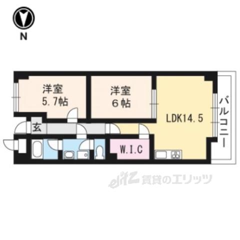 イヌイ星の子ハイツ(2LDK/5階)の間取り写真