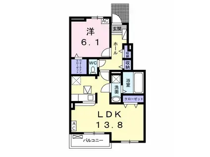 ポルズブロッコ ヴェントットC(1LDK/1階)の間取り写真