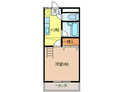 NEW-T・ヴィラ(1K/1階)の間取り写真