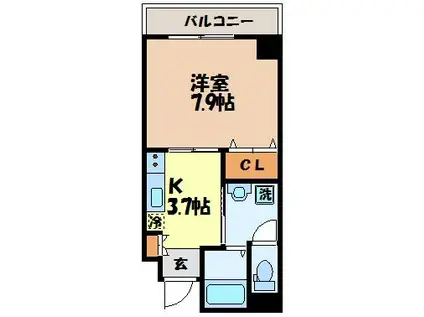 アールグレイマンション大橋(1K/3階)の間取り写真