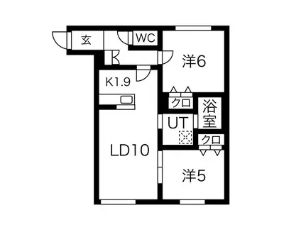 ラグジースペースN33(2LDK/2階)の間取り写真