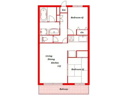 東急ドエルアルス上永谷(2LDK/2階)の間取り写真