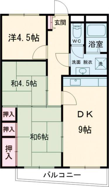 スカイマンション河辺(3DK/4階)の間取り写真