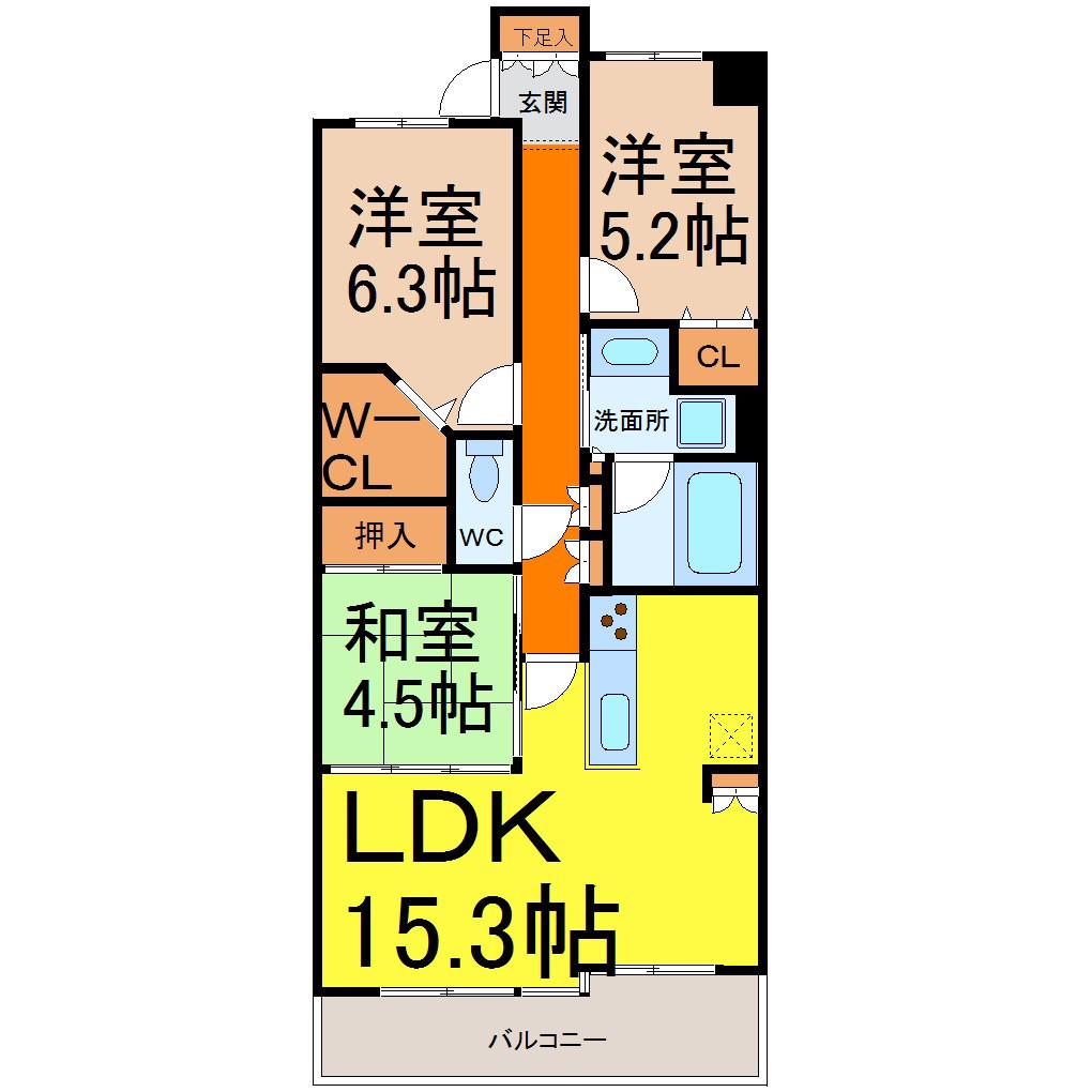 レジディア泉(3LDK/3階)の間取り写真