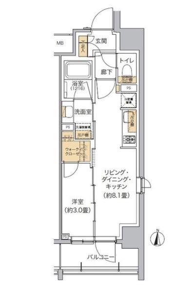 リビオメゾン東池袋(1LDK/4階)の間取り写真