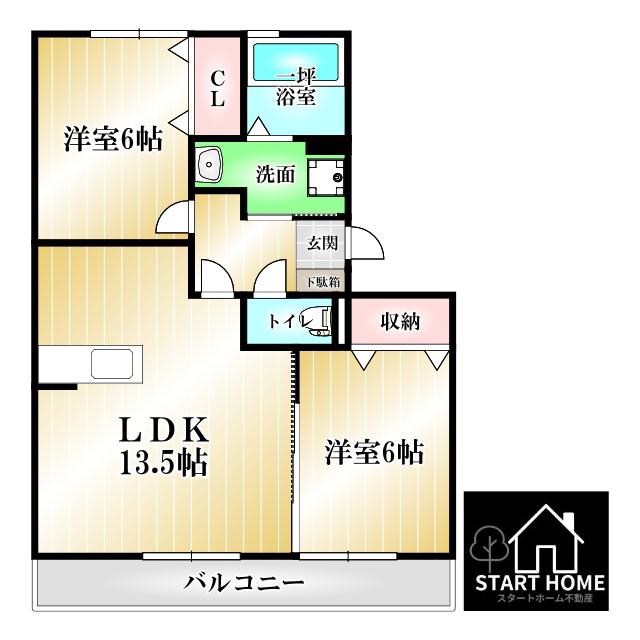 グランパルク(2LDK/3階)の間取り写真