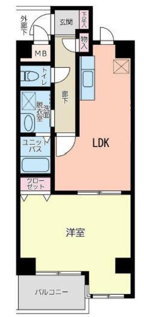 クラルテ立川(1LDK/2階)の間取り写真