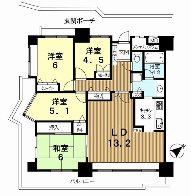 北千里パークスクエア(4LDK/8階)の間取り写真