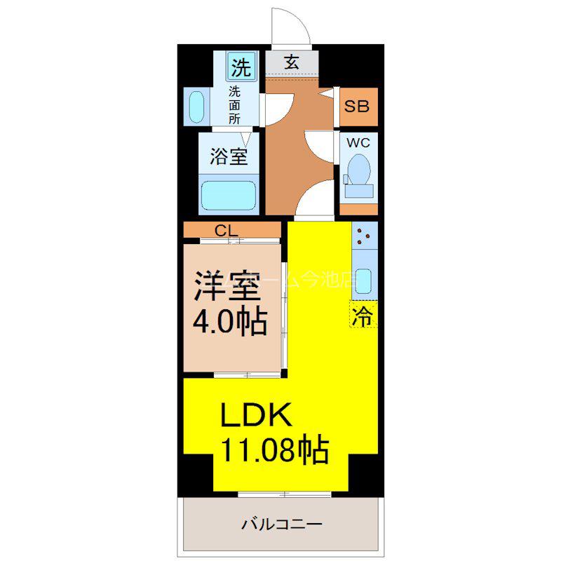S-FORT古出来FIORE(1LDK/4階)の間取り写真