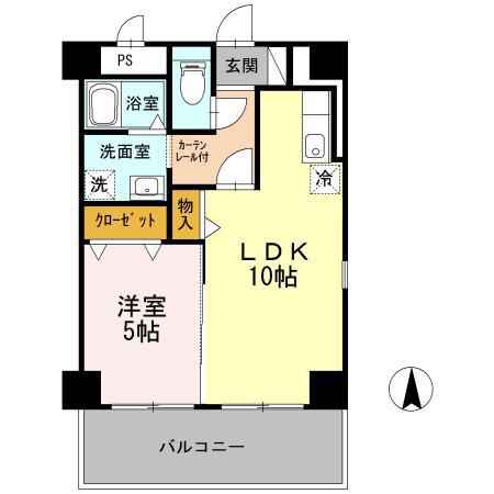 KIRAKUマンション(1LDK/5階)の間取り写真