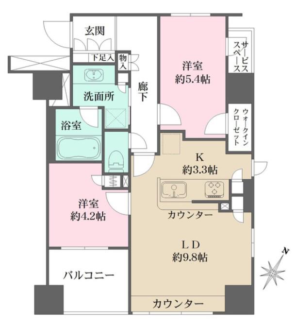 ベリスタ横浜弐番館(2LDK/5階)の間取り写真