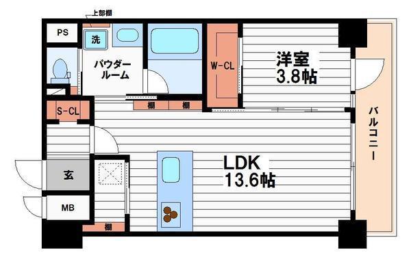 BRAVE松屋町(1LDK/7階)の間取り写真