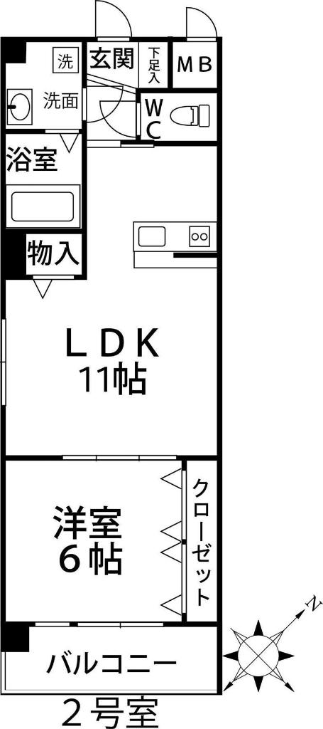 OLIVE(1LDK/3階)の間取り写真