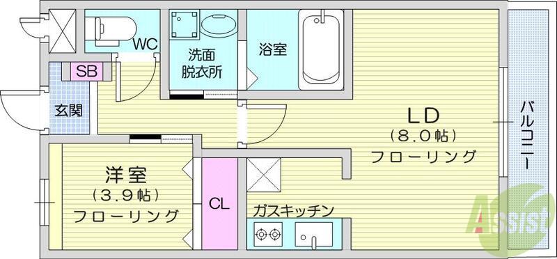 コンフォールそよ風(1LDK/2階)の間取り写真