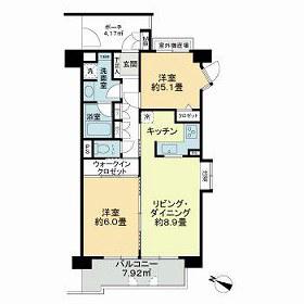 サンヴェール上大岡(2LDK/4階)の間取り写真