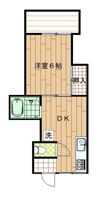 フォーレスト460(1DK/2階)の間取り写真