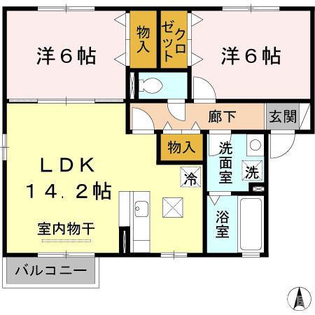ビエナコート(2LDK/1階)の間取り写真