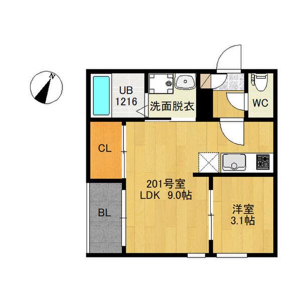 REGALEST宮城野原(1LDK/2階)の間取り写真