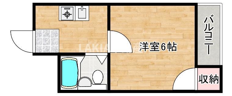 ロイヤルヴィラあべの(1K/6階)の間取り写真