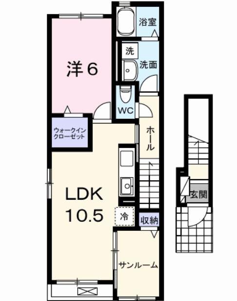 ラ・エスペランサ(1LDK/2階)の間取り写真