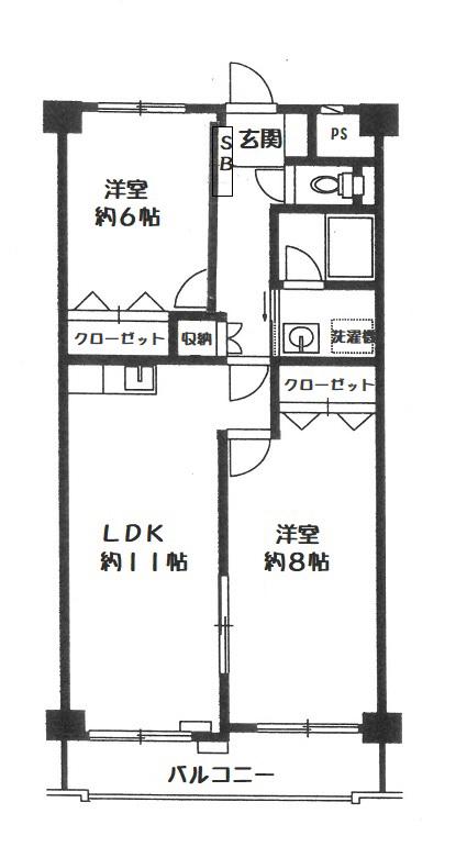 フラワーシャトル(2LDK/6階)の間取り写真