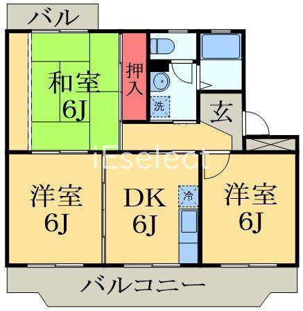 クレセントフジ B(3DK/2階)の間取り写真