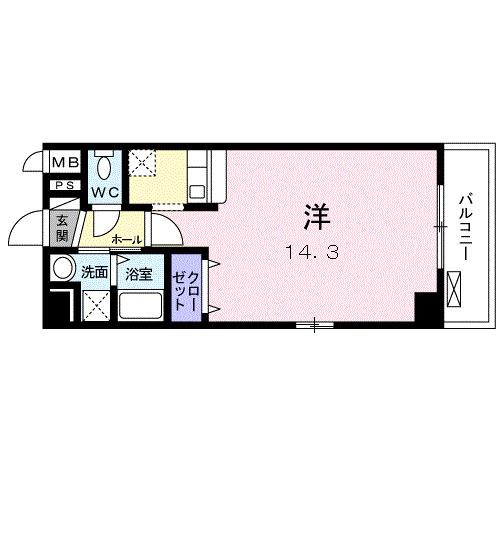リョーアイ(ワンルーム/2階)の間取り写真