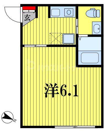アルサーヴ千葉(1K/1階)の間取り写真