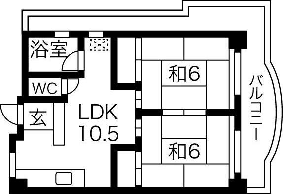 マンション桜本町(2DK/4階)の間取り写真