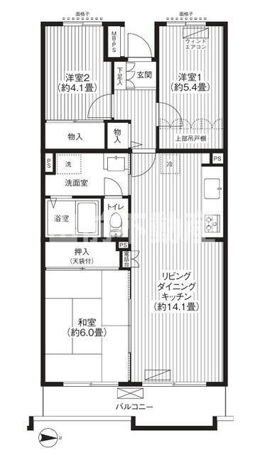 アルタイル平和台(3LDK/1階)の間取り写真