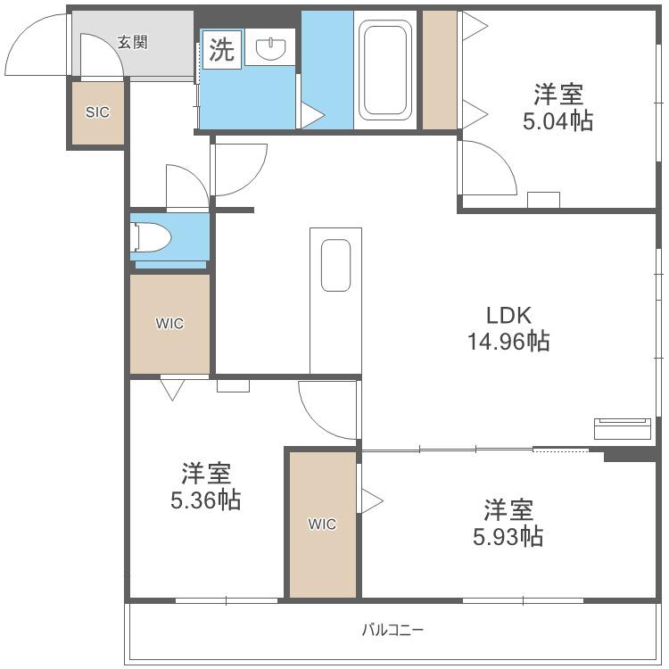 GEレジデンスFUKUZUMI(3LDK/3階)の間取り写真