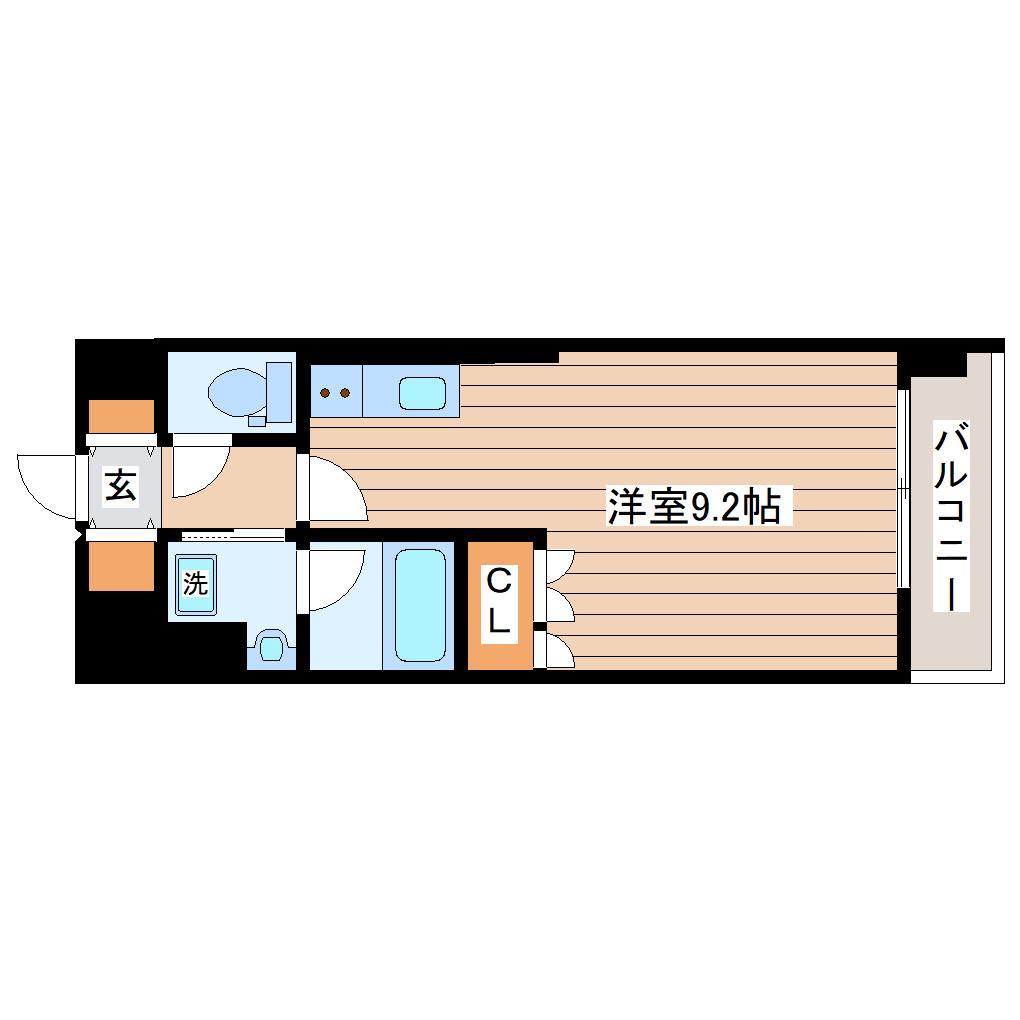セレブアロース長町(ワンルーム/9階)の間取り写真