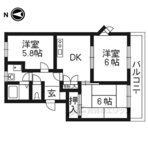グレイス藤(3DK/1階)の間取り写真