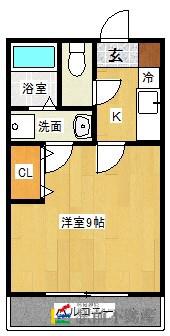 リブレア久留米駅前C棟(1K/1階)の間取り写真