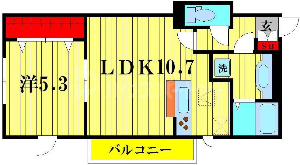 AXIS松戸(1LDK/1階)の間取り写真