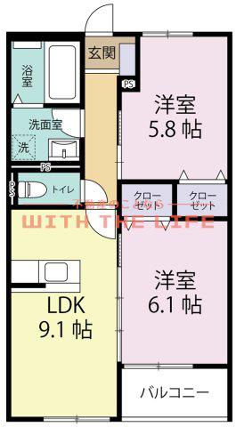 BARBATELLA久留米南(2LDK/2階)の間取り写真