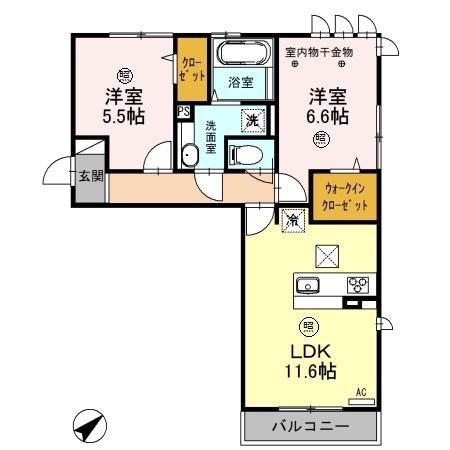 ロイジェントパークスレイクタウンIIIH(2LDK/1階)の間取り写真