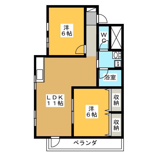 コーポ牧田(2LDK/1階)の間取り写真