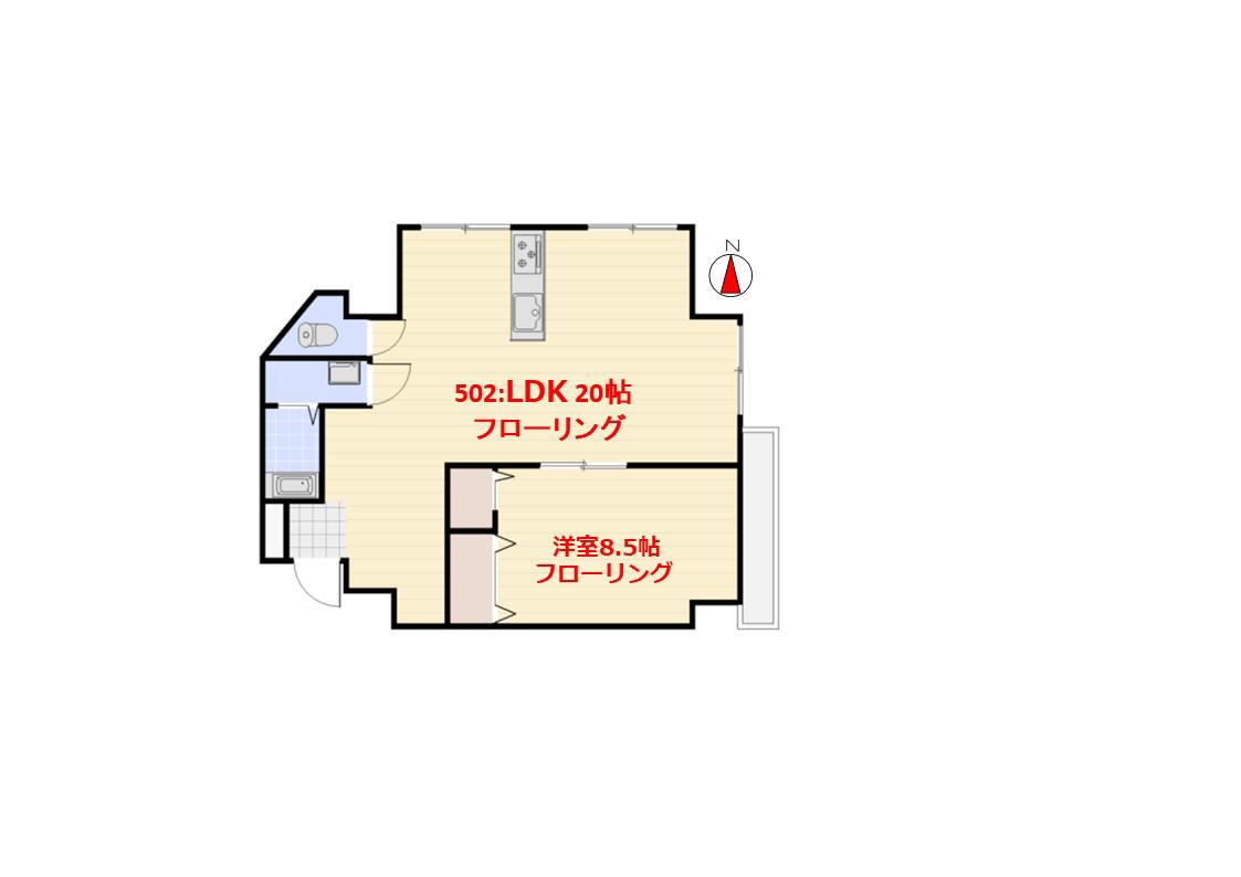 カームビルディング(1LDK/5階)の間取り写真