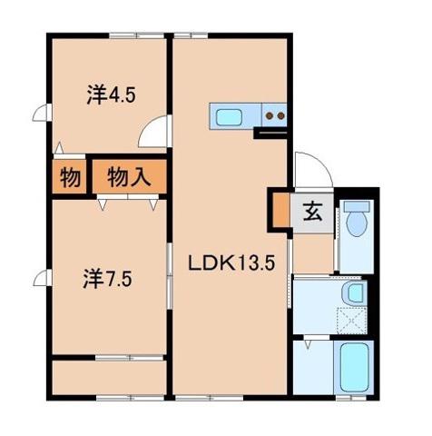 プレステージ宮崎II(2LDK/2階)の間取り写真