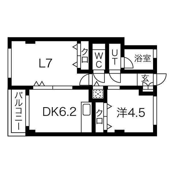 リアルテ霞ヶ丘(1LDK/5階)の間取り写真