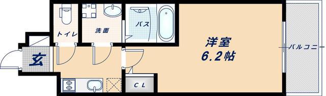 S-RESIDENCE南堀江(1K/13階)の間取り写真